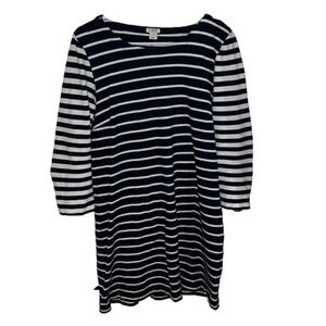 Navy and white striped J.Crew size medium long sleeve midi dress